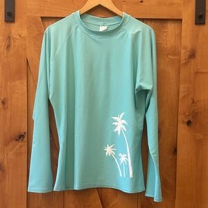 Aqua Long Sleeve Shirt with Palm Tree Design swim cover up women’s XXL sunblock